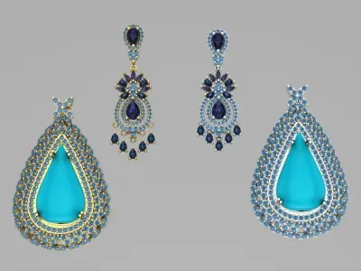 Medal and earrings set 3D print model