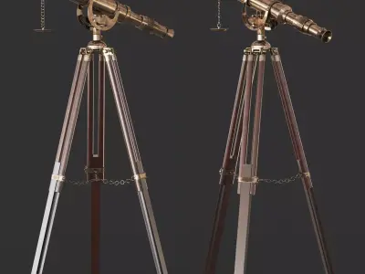 Vintage Antique Tripod Telescope 3D model