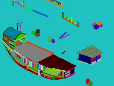 Game Traffic - Large wooden boat 2703 3D model