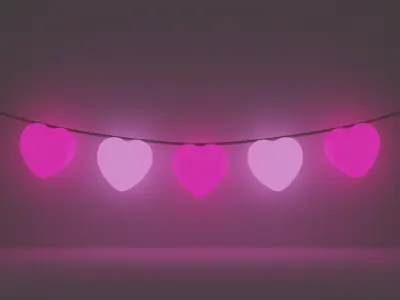 garland of hearts Low-poly 3D model