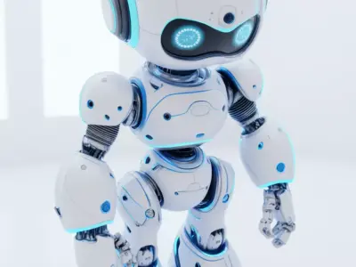 Cute Robot 3D Model Friendly Character Glowing Tech  Low-poly 3D model