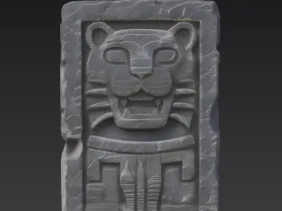 Ancient Jaguar Stone Relief  Free low-poly 3D model