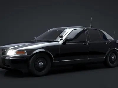 Undercover Police Car Rigged C4D Low-poly 3D model
