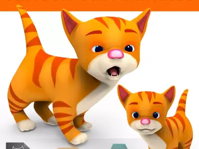 Cartoon cat animated Low-poly 3D model