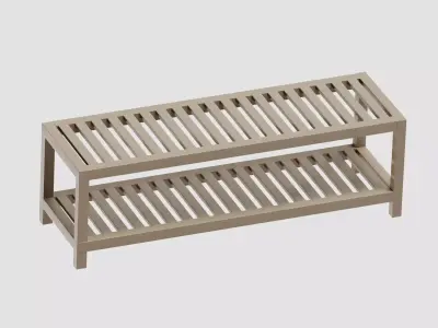 wooden shelf 01 Low-poly 3D model