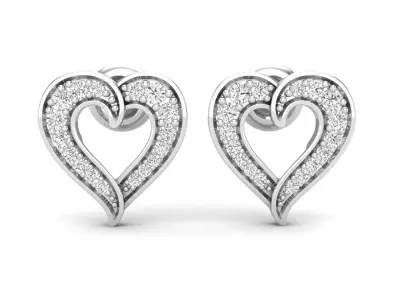 AV 368 White Diamond Ladies Heart Stud Earrings 3D print model