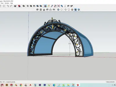 3D model of 3D iron art glass roof villa architecture 3D model