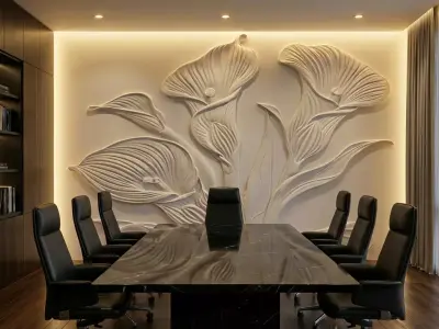 modern Calla lily panel wall decor set relief mural CNC 154  3D model