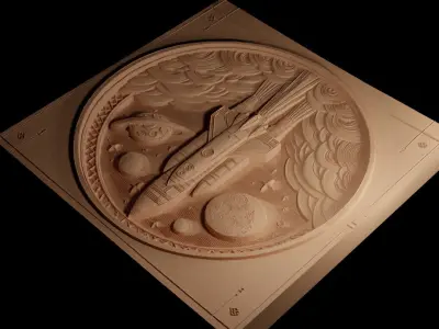 Rocket CNC 3d Print High Relief Sand Casting 3D print model