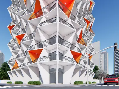 Cool Looking Facade Building 3D model