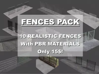 Fences Pack Low-poly 3D model