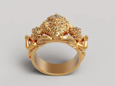 Lion and praying baby angel Silver Gold  Print 3D print model