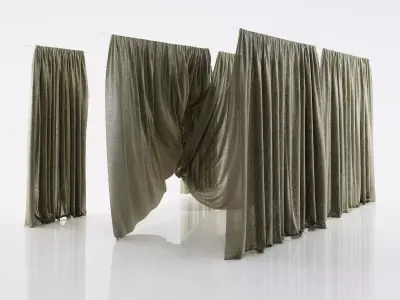 Grey see through window curtains 3D model