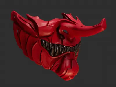 Tengu Half Face Oni Mask 16 Demon 3D print model