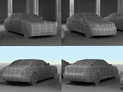 6 Low Poly luxury sport sedans Low-poly 3D model