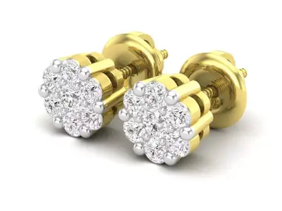 Diamond cluster earrings for woman 3D print model purchase