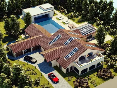 Modern Luxury Villa In Spanish Architectural Style Low-poly 3D model