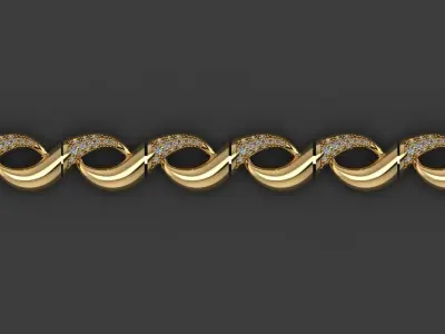 A luxury bracelet with gems 3D print model