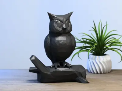 Owl low-poly 3d model Cyborg Decorative animal 3D print model