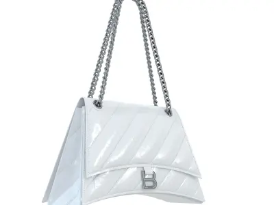 Balenciaga Crush Medium Chain Bag Quilted White Low-poly 3D model