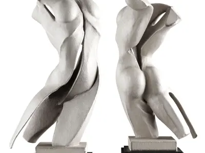 Dynamic woman torso sculpture Low-poly 3D model