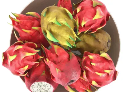 bowl of dragon fruits 3D model