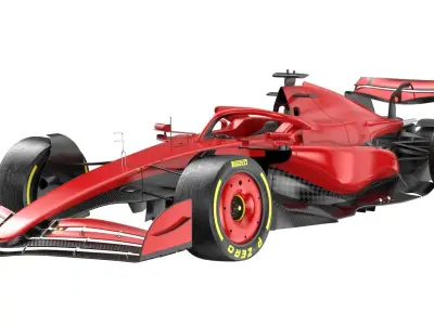 Red F1 2025 Formula 1 Race Car PBR 3D model