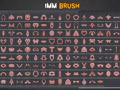 150 Ornamental Brushes and  IMM - Vol 45 Low-poly 3D model