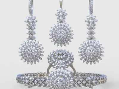 Ring Bracelet Earring and Pendant Set 3D printable model 0038 3D Model Pack