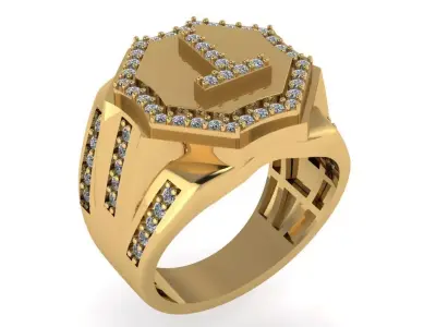 T letter men ring  3D print model