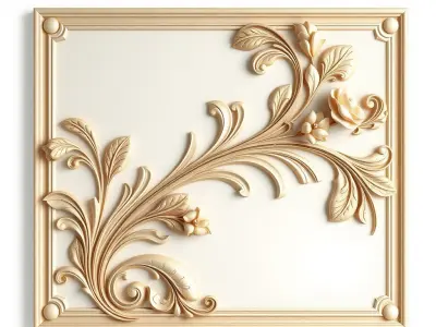 Art Nouveau Botanical Wall Panel model pack Low-poly 3D model