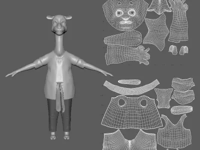 Cartoon Camel- base mesh Low-poly 3D model
