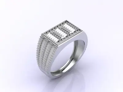 Print Ready STL 3DM  Gents Rings Diamond Men Ring  3D print model 85