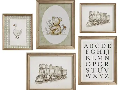 Vintage Gallery Wall for Kids Room 3D model