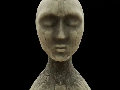 Woman stone bust Low-poly 3D model