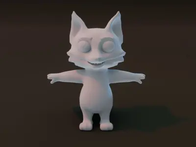 Cartoon Fox Rigged Base Mesh 3D Model Low-poly 3D model