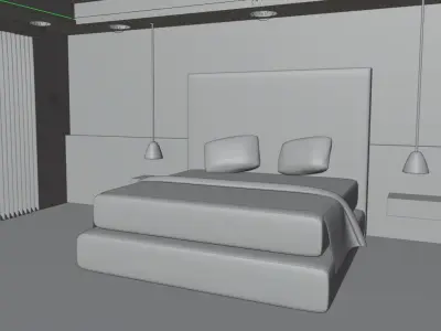 Modern Bedroom  Low-poly 3D model