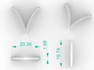 Diamond V Necklace Pendant 3D print model