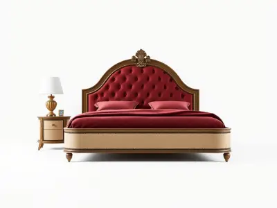 Elegant Bedroom Furniture Set Model Pack with Bed Nightstand ... Low-poly 3D model