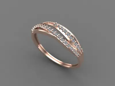 Women Ring Diamond Stone STL 3DM Lightweight Printable 3D print model 50