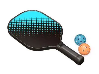 Pickleball set Paddle and Balls 3D model
