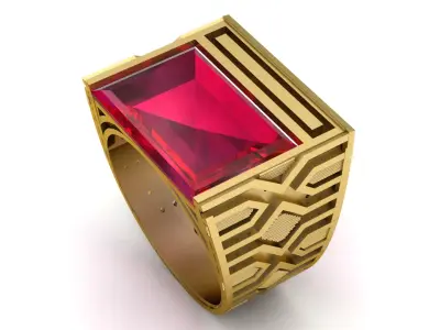 THE FLAMING RUBY GOLD RING 3D PRINTABLE MODEL 3D print model