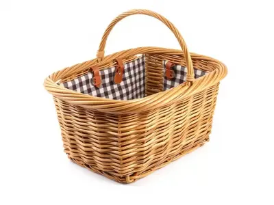 Wicker Picnic Basket Model Pack with Checkered Lining Low-poly 3D model