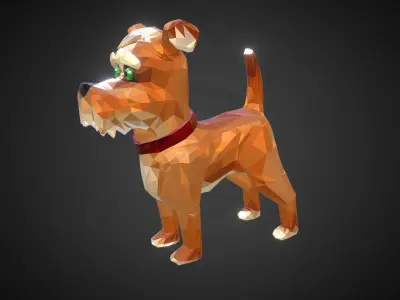 Cartoon Dog Low Polygon Art Farm Animal Low-poly 3D model