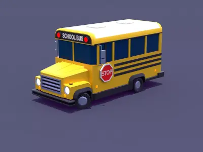 School bus Low-poly 3D model 2