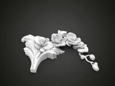 Orchid decor fretwork 3D print model