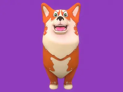 Stylized Orange Welsh Corgy for Games and Animation  Low-poly 3D model