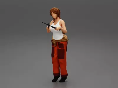 woman Farmer Cutting Tree With big Scissors 3D print model