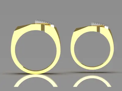 White gold and diamond STL ring set model cr0019 3D print model