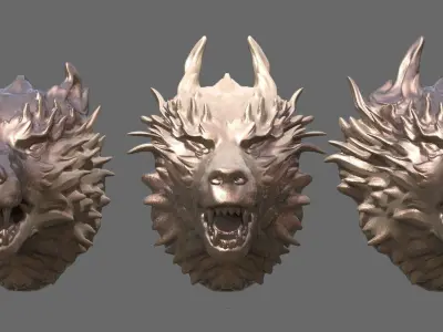 Alpha Wolf bust collection 2 3D model